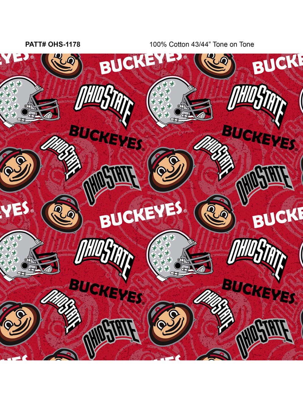 Sykel Enterprises-Ohio State University Cotton Fabric-Ohio State Buckeyes Tone On Tone Cotton Quilting Fabric